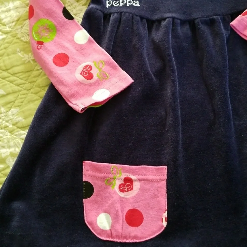 Dress blue velvet with pink sleeves, Peppa pig